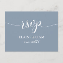 Simple Modern Dusty Blue Wedding Invitation Postcard