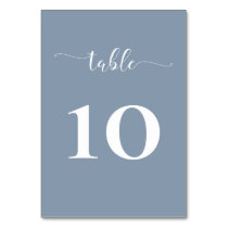 Simple Modern Dusty Blue Wedding Table Number