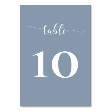 Simple Modern Dusty Blue Wedding Table Number