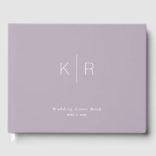 Simple Modern Dusty Lilac Monogram Wedding Guest Book
