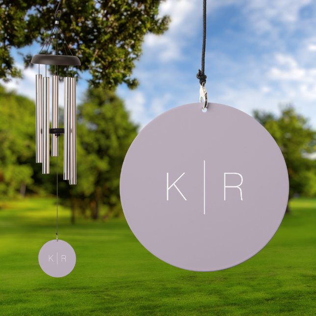 Simple Modern Dusty Lilac Monogram Wedding Wind Chime (Outdoor)
