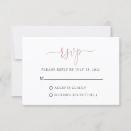Simple Modern Dusty Pink Script Typography RSVP Ca