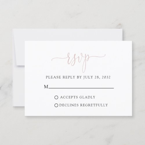 Simple Modern Dusty Pink Script Typography RSVP Card