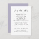 Simple Modern Dusty Purple Wedding Details  Enclosure Card