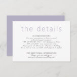 Simple Modern Dusty Purple Wedding Details  Enclosure Card