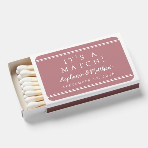 Simple Modern Dusty Rose Chic Wedding Favors Matchboxes