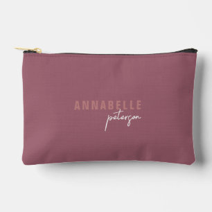 Simple Modern Dusty Rose Minimal Script Custom Accessory Pouch