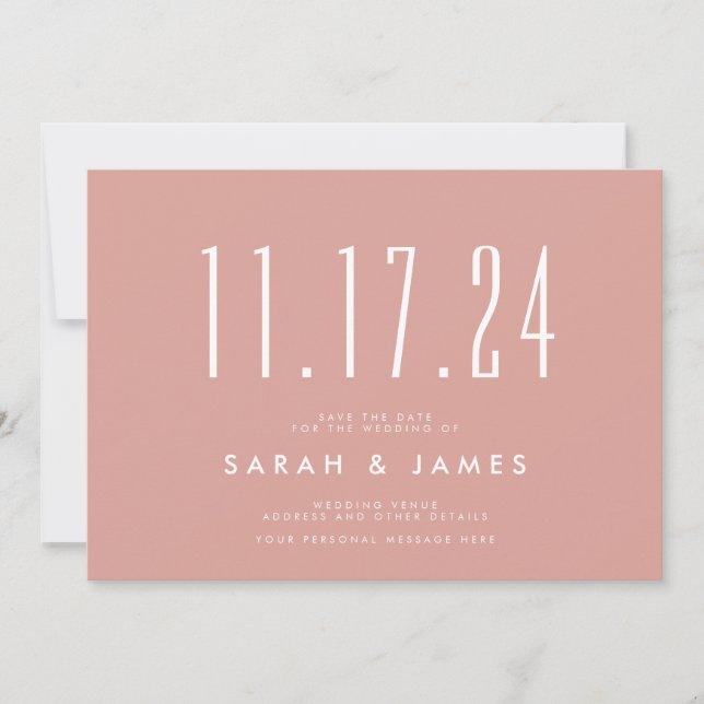 Simple Modern Dusty Rose Save The Date (Front)