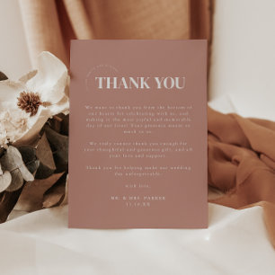 Simple & Modern Dusty Rose Wedding Thank You Card