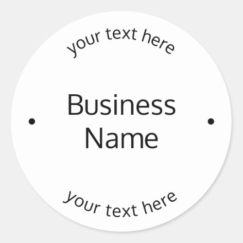 Simple Modern Editable Text  White  Black Classic Round Sticker