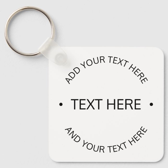 Simple Modern Editable Text | White & Black Keychain (Front)