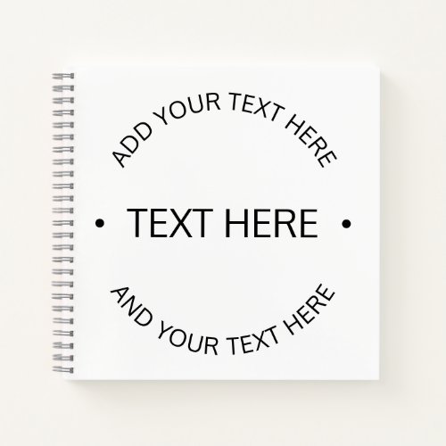 Simple Modern Editable Text  White  Black Notebook