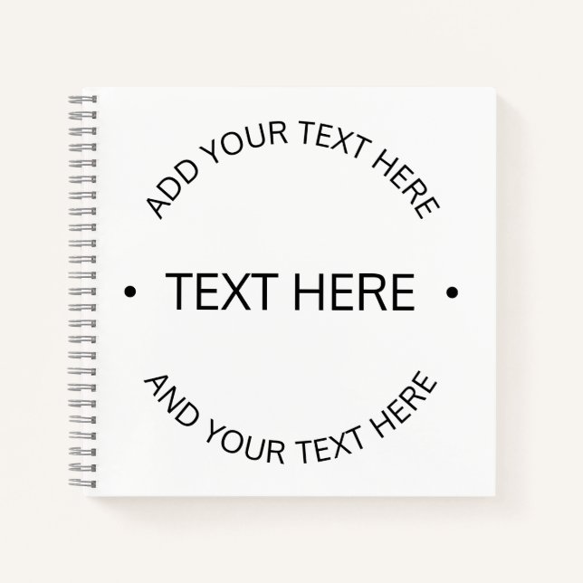Simple Modern Editable Text | White & Black Notebook (Front)