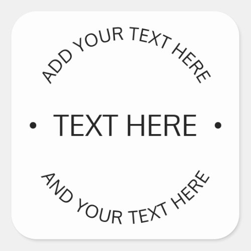 Simple Modern Editable Text  White  Black Square Sticker