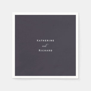 Simple Modern Eggplant Wedding Cocktail Napkins