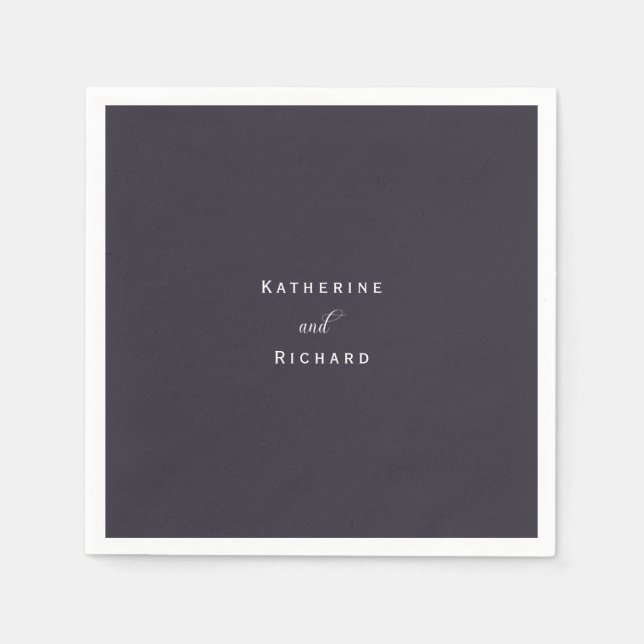 Simple Modern Eggplant Wedding Cocktail Napkins (Front)