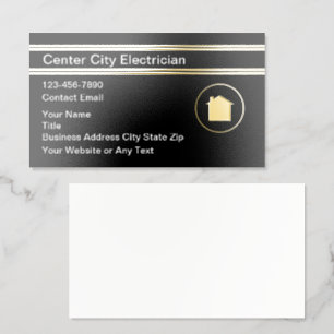 Simple Modern Electrician Theme Foil Business Cards