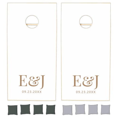 Simple Modern Elegance Gold Couple Monogram Cornhole Set