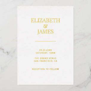 Simple Modern Elegance Wedding Foil Invitation