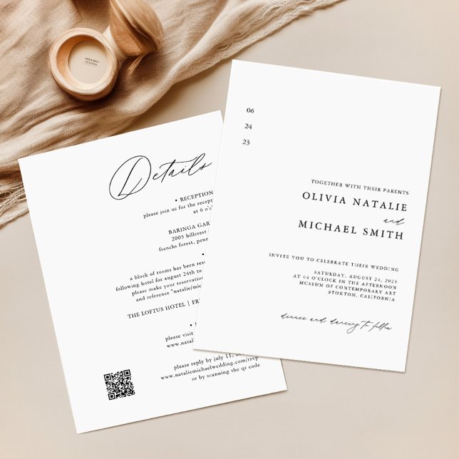 Simple Modern Elegant All In One QR Code Wedding Invitation (Creator Uploaded)