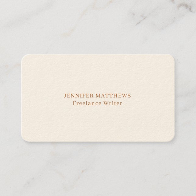 Simple Modern, Elegant biege professional  Business Card (Front)