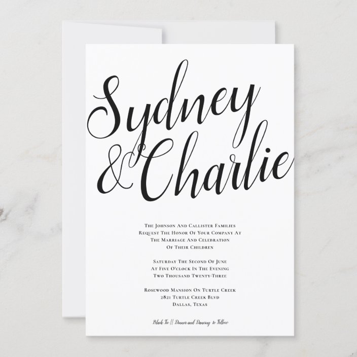 Simple Modern Elegant Big Name Wedding Invitation | Zazzle.com