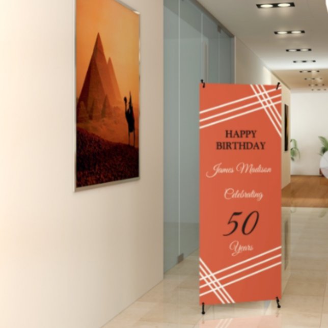 Simple Modern Elegant Birthday Party  Retractable Banner (Creator Uploaded)