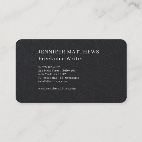 Simple Modern Elegant Black and White  Business Card