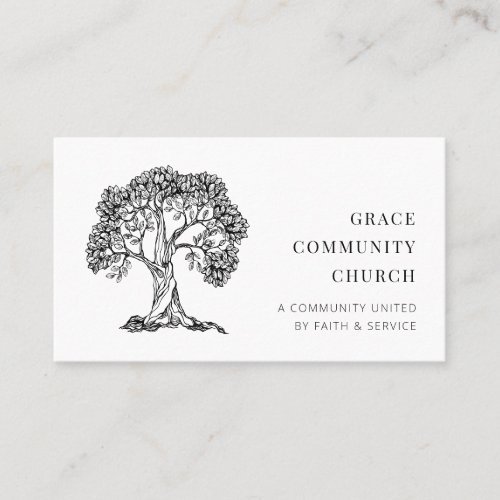 Simple Modern Elegant Black and White Church Business Card