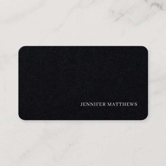Simple Modern, Elegant Black Linen Professional Bu Business Card (Front)