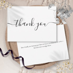 Simple Modern Elegant Black Script Thank You Card