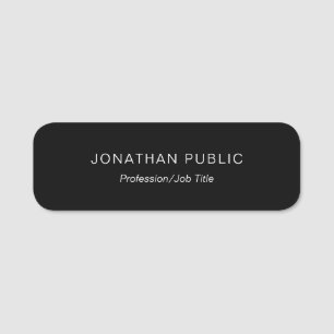 Simple Modern Elegant Black Template Rounded Name Tag