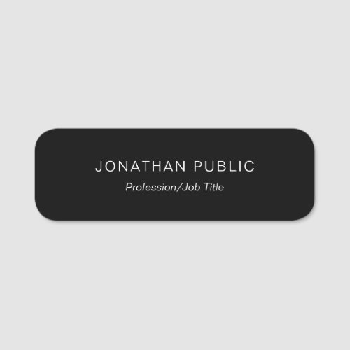 Simple Modern Elegant Black Template Rounded Name Tag