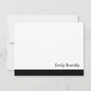 Simple Modern Elegant Black White Flat Note Card