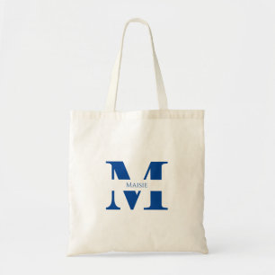 Simple Modern Elegant Blue Personalized Monogram Tote Bag