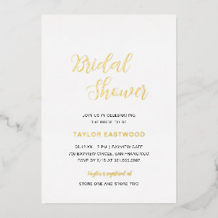 Simple Modern Elegant Bridal Shower Gold Foil Invitation