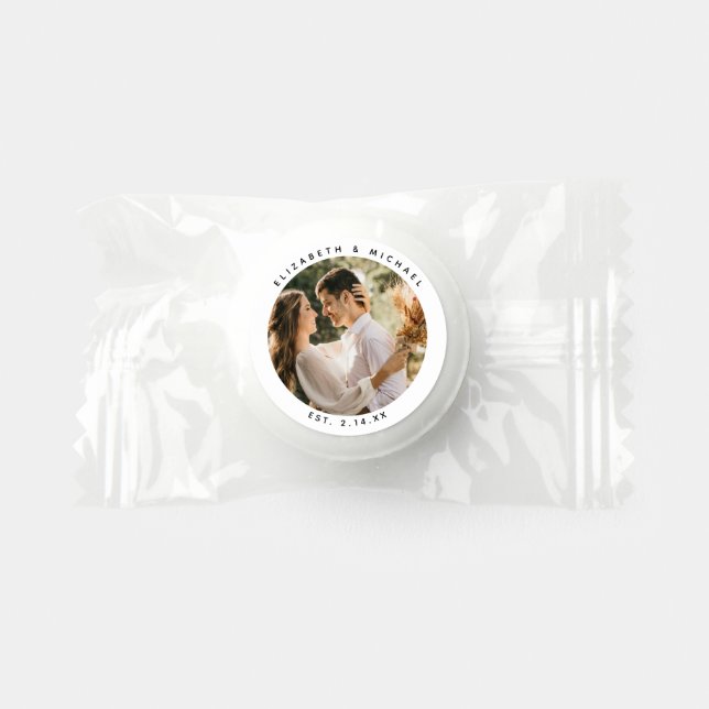 Simple Modern Elegant Bride & Groom Photo Wedding Life Saver® Mints (Front)