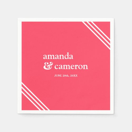 Simple Modern Elegant Bright Coral Wedding Napkins