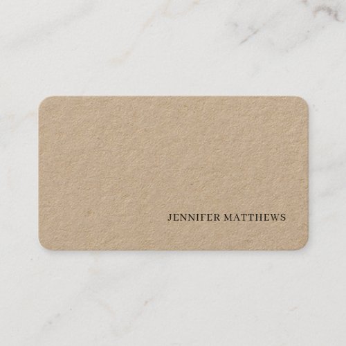 Simple Modern Elegant  Brown Leather Linen Busine Business Card