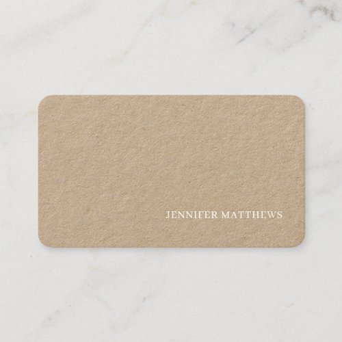 Simple Modern Elegant  Brown Leather Linen Business Card