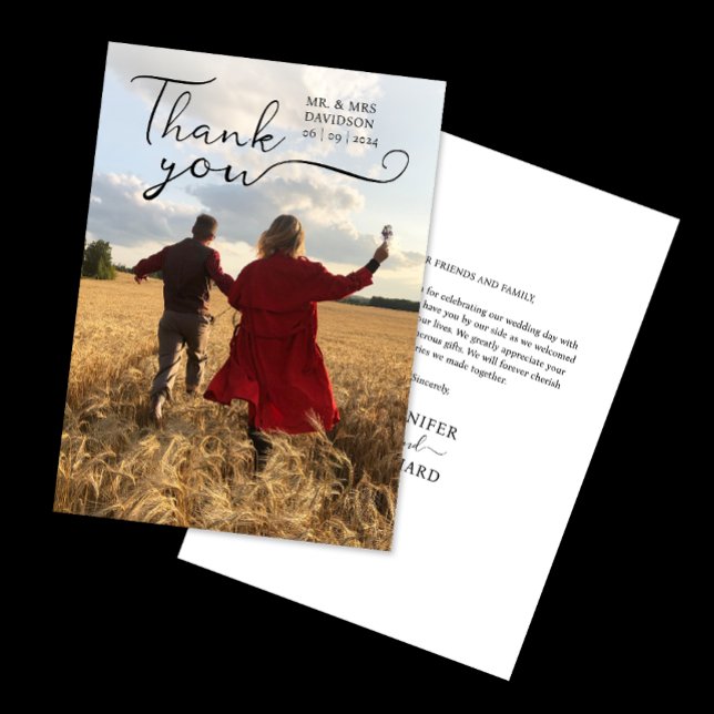 Simple Modern Elegant Calligraphy Gratitude Photo  Thank You Card (Creator Uploaded)