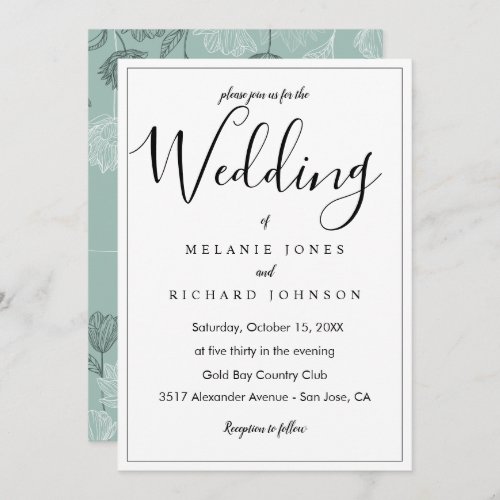 Simple Modern Elegant Calligraphy Script Wedding Invitation