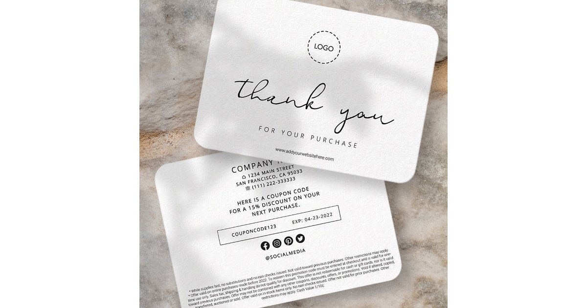 Simple Modern Elegant Chic Business Promo Coupon Calling Card | Zazzle