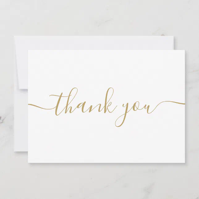 Simple Modern Elegant Chic Gold Script Thank You Card | Zazzle