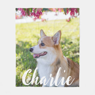 Simple Modern Elegant Chic Pet Photo Fleece Blanket