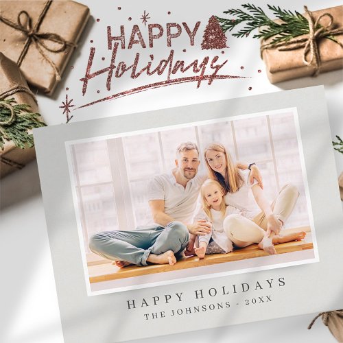 Simple Modern Elegant Christmas Custom Photo Holiday Card