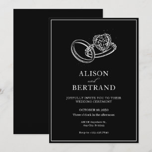 Simple Modern elegant couple ring wedding Invitation