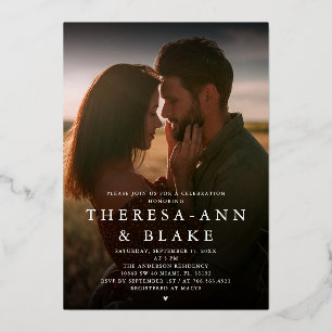 Simple Modern Elegant Couple's Shower Invitation Foil Invitation