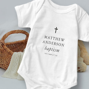 Simple Modern Elegant Cross Baby Baptism Bodysuit