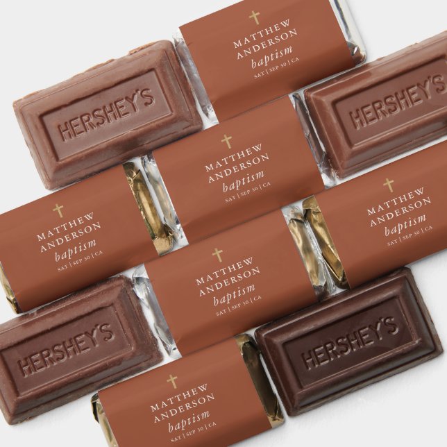 Simple Modern Elegant Cross Baby Baptism Hershey's Miniatures (Assorted)
